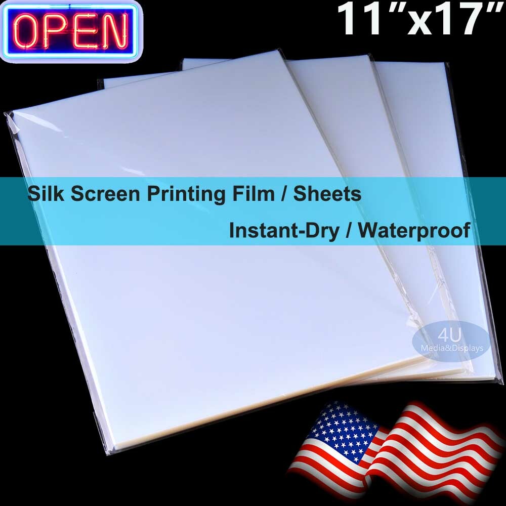 11×17，100 sheets，Waterproof Inkjet Instant-Dry Transparency Film Screen Printing