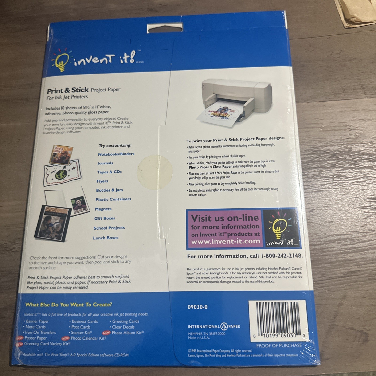 INVENT IT! Print & Stick Project Paper Gloss Finish 10 Sheets 8.5”x11” Brand New