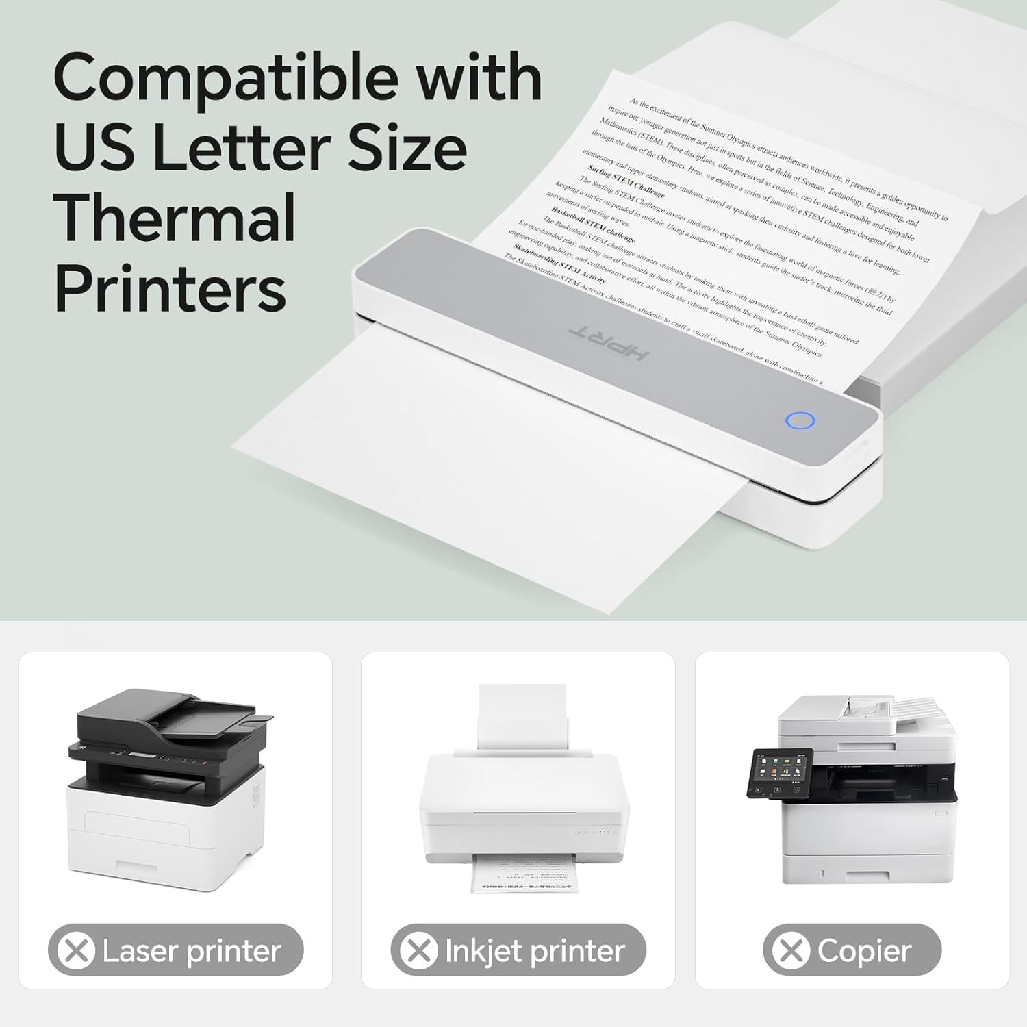 8.5″ x 11″ Thermal Paper, 200 Sheets for Compatible Portable Printers
