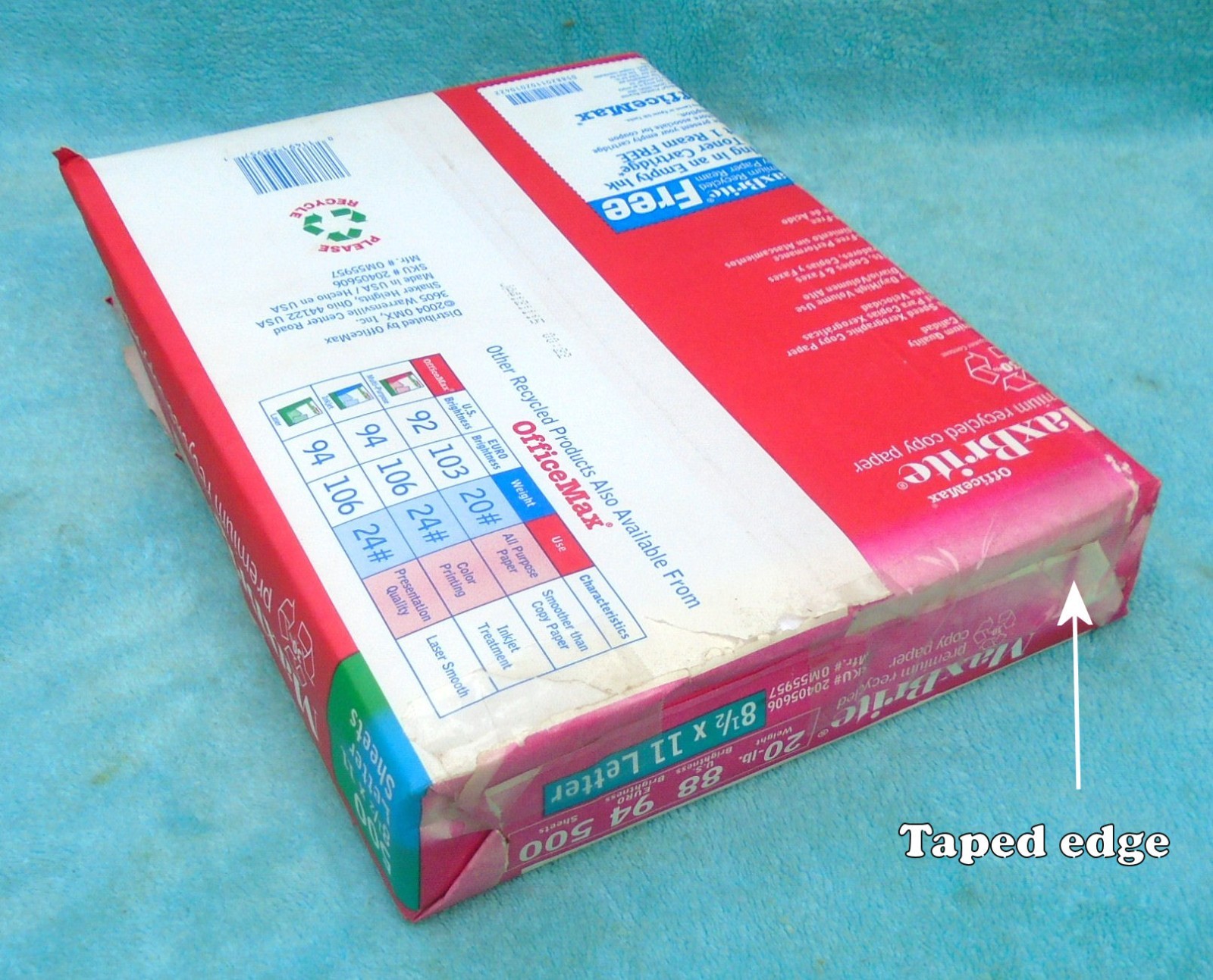 OfficeMax MaxBrite Paper 8½”x11″ 20 lb. 500 Sheets 88 Brightness – NEW & Sealed