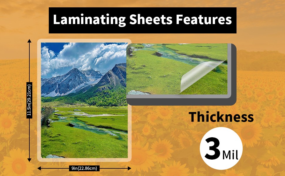 100 Pack 3 Mil Laminating Sheets, Clear Thermal Laminating Plastic Paper
