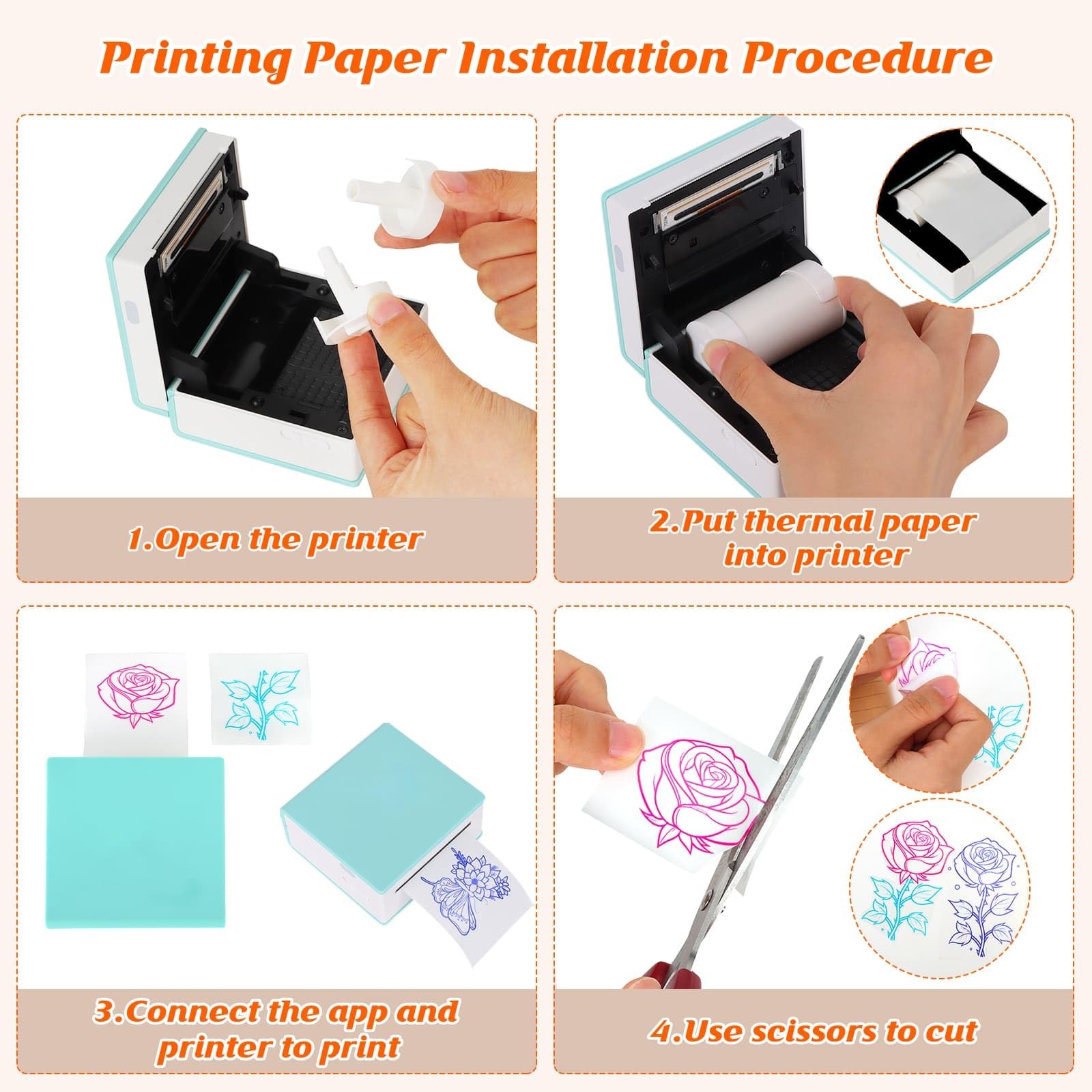 Color Text Transparent Sticker Paper, Mini Printer Paper for Phomemo T02/M02/…