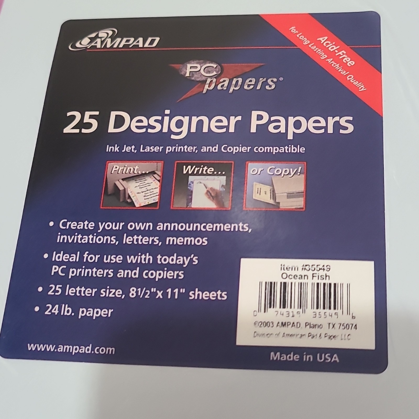 Ampad PC Papers Ocean Fish Designer Paper Letter 8.5×11 24lb Matte 35549