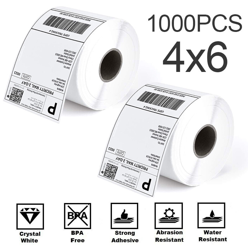 1000PCS 4″x6″ Direct Thermal Shipping Address Label Paper Sticker For UPS/USPS
