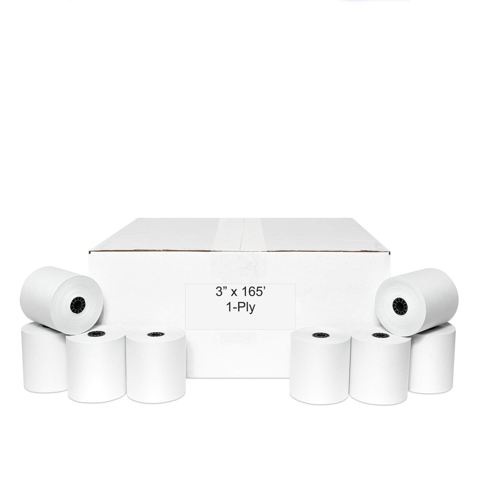 3″ x 165′ Cash Register 1 Ply Blended Bond Printer Pos Paper x 165′, White