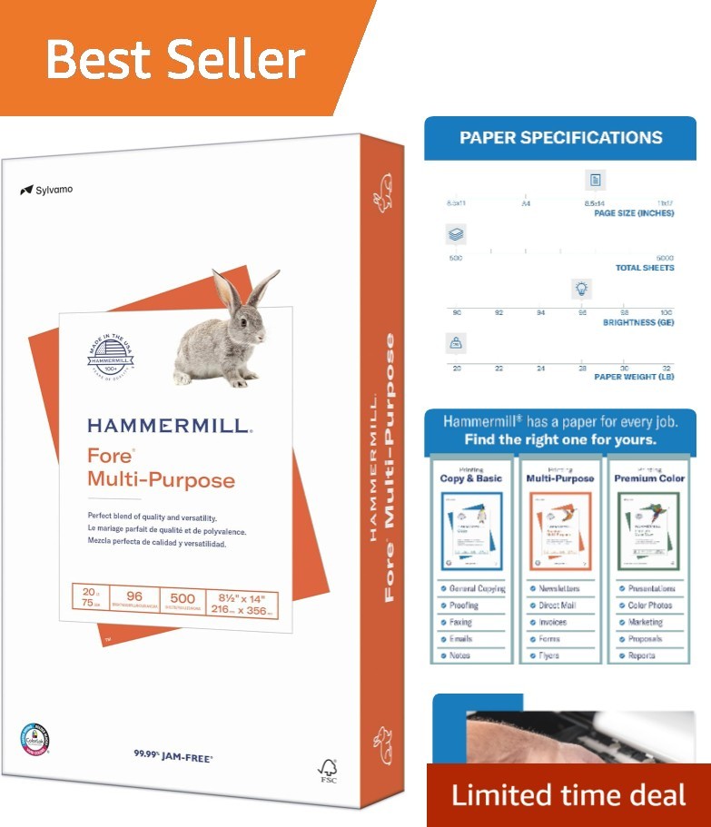 Fore Legal Size Copy Paper 20 lb – 500 Sheets, 96 Brightness, Jam-Free Assurance
