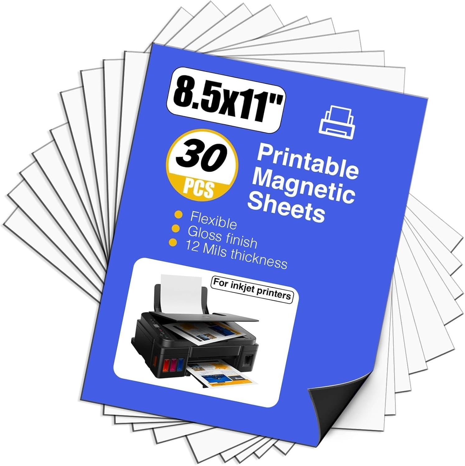 Printable Magnetic Paper Non-Adhesive, 8.5″ x 11″ 12 Mil for Inkjet Printer &…