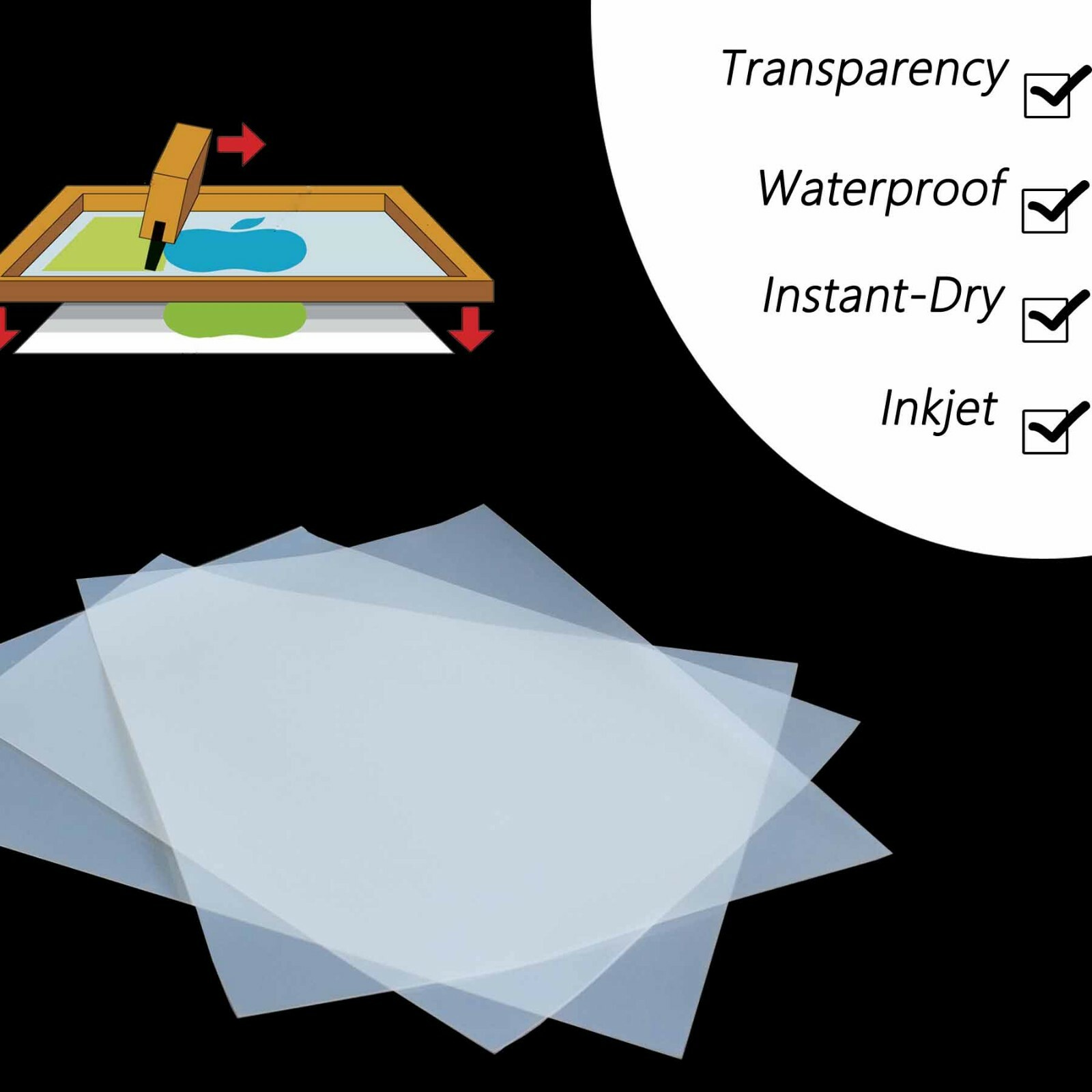 11″x17″,400 Sheets,Waterproof Screen Printing Transparency Inkjet Positive Film