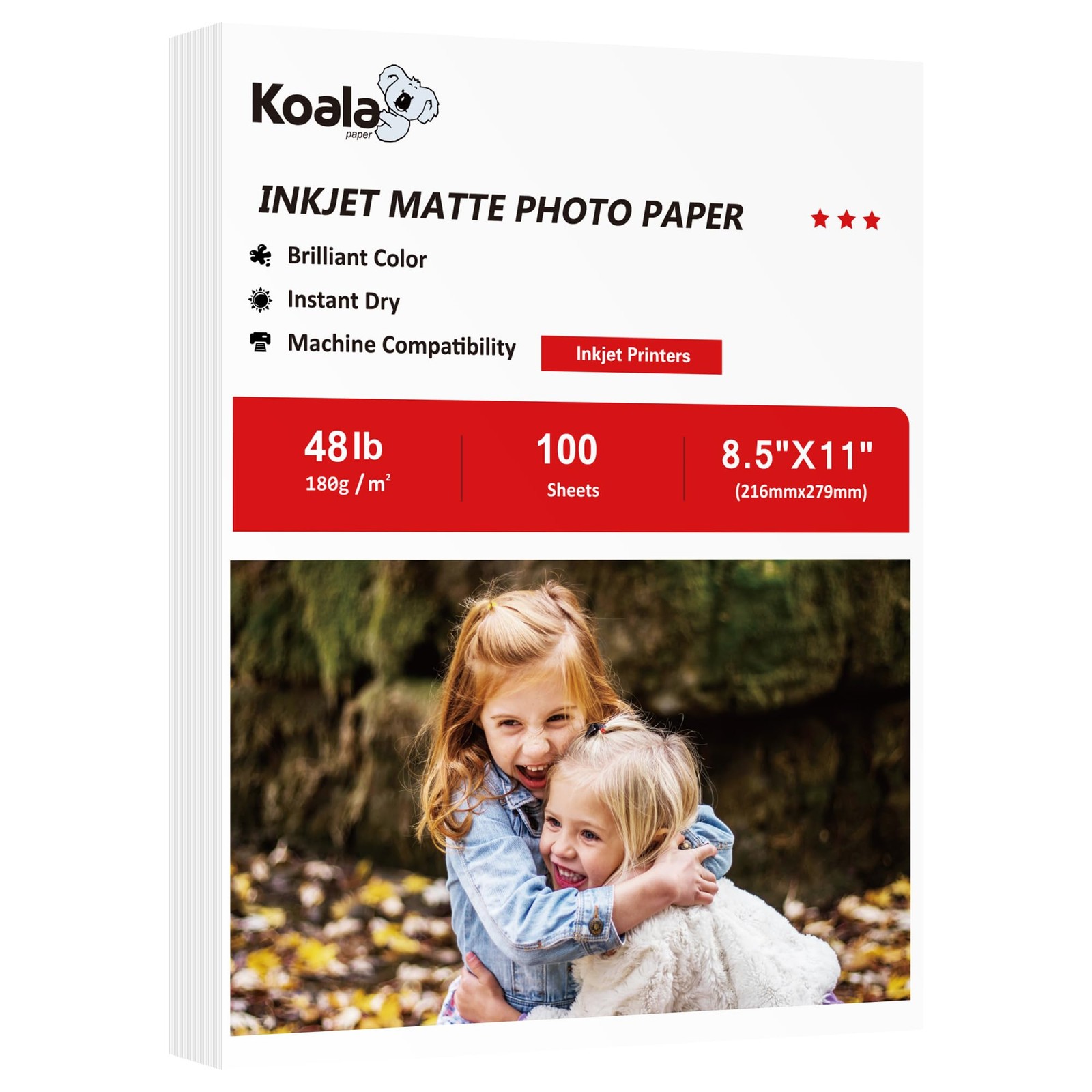 Koala Photo Paper Matte Coated 8.5×11 Inch Inkjet 48LB Presentation 100 PCS