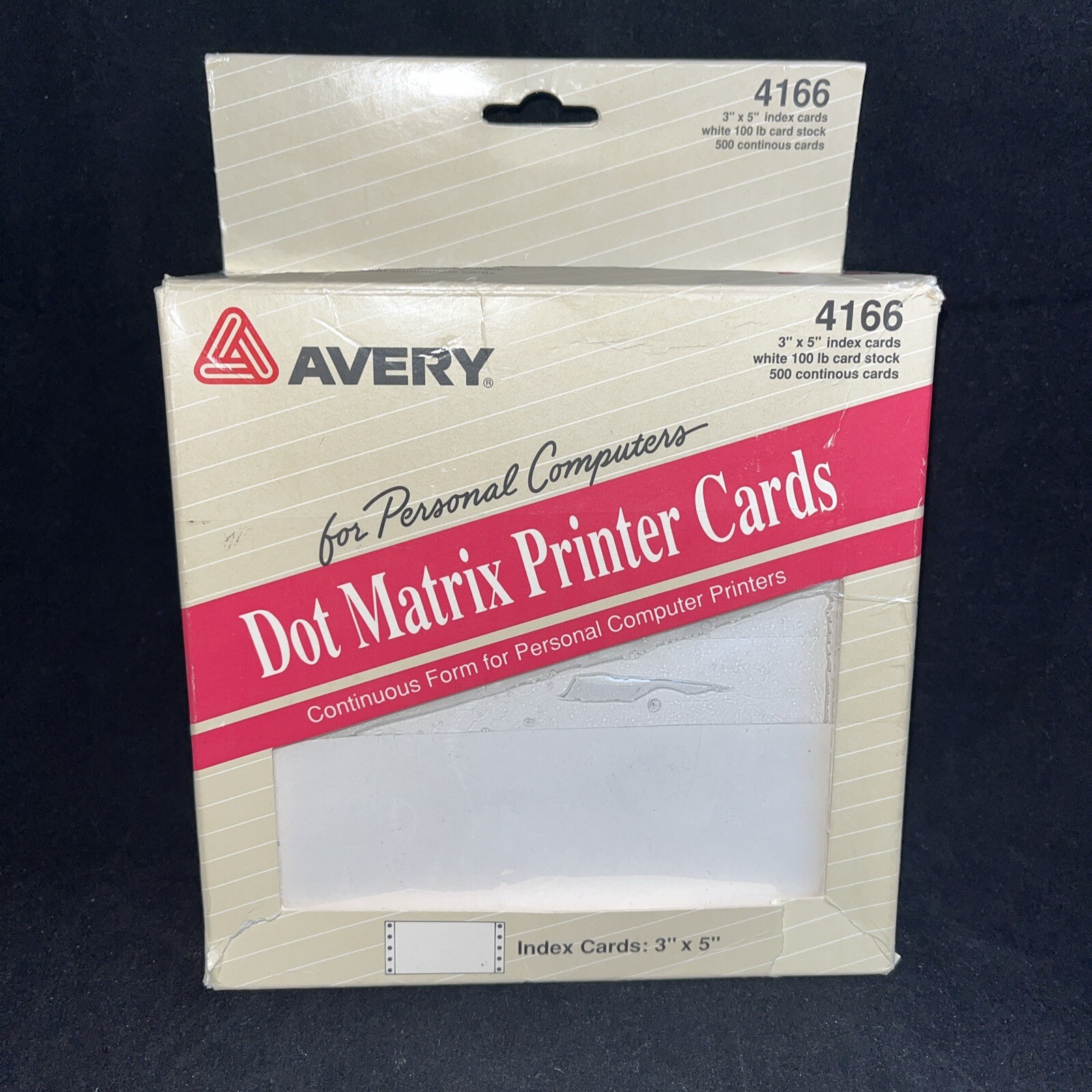 Avery Dot Matrix Printer Cards 4166 NIB 3″x5″ 500 Continuous Index Cards NOS