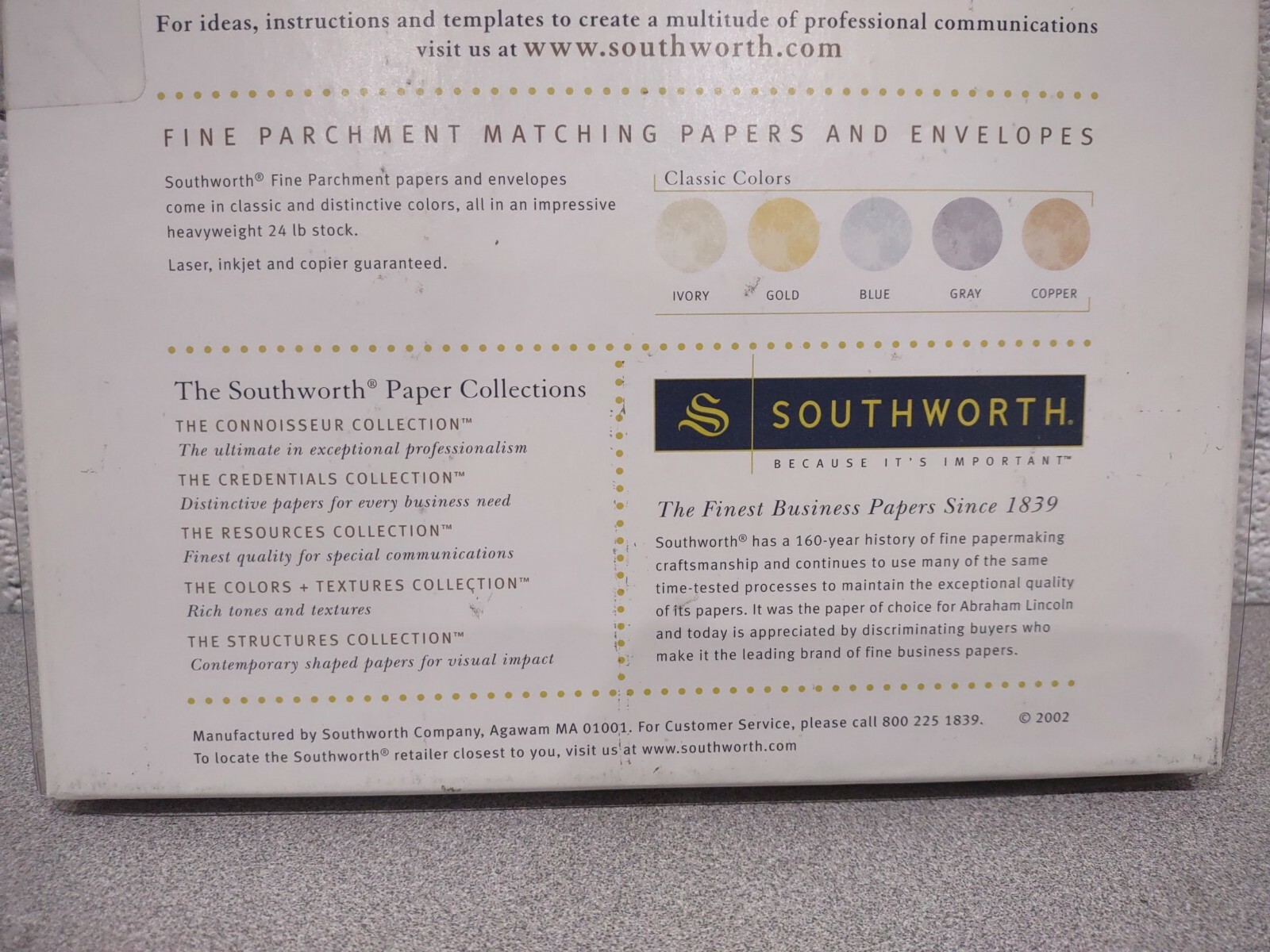 Southworth Colors + Textures Collection Fine Parchment Paper Ivory P984C