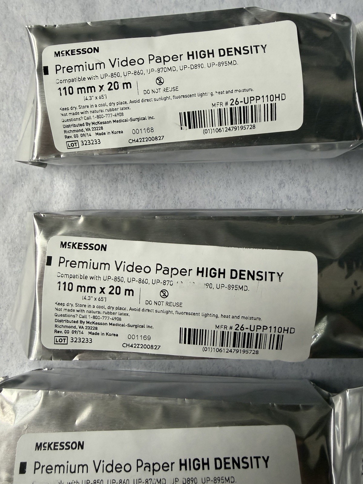 McKesson Premium Video Paper – High Density 110 mm X 20 m Sealed Roll 26UPP110HD