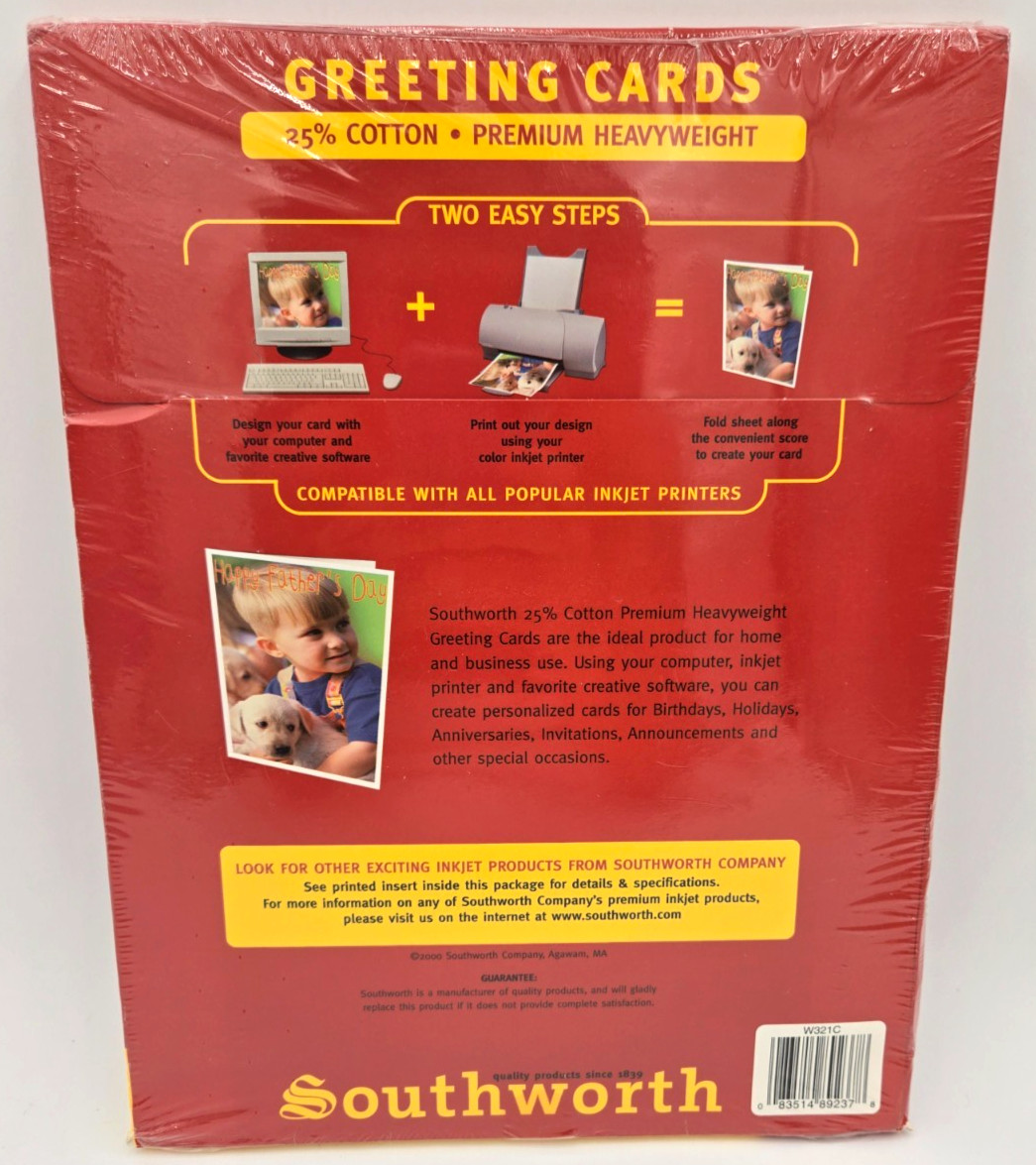 Southworth Greeting Cards & Envelopes White & Natural 25% Cotton Ink Jet Printer