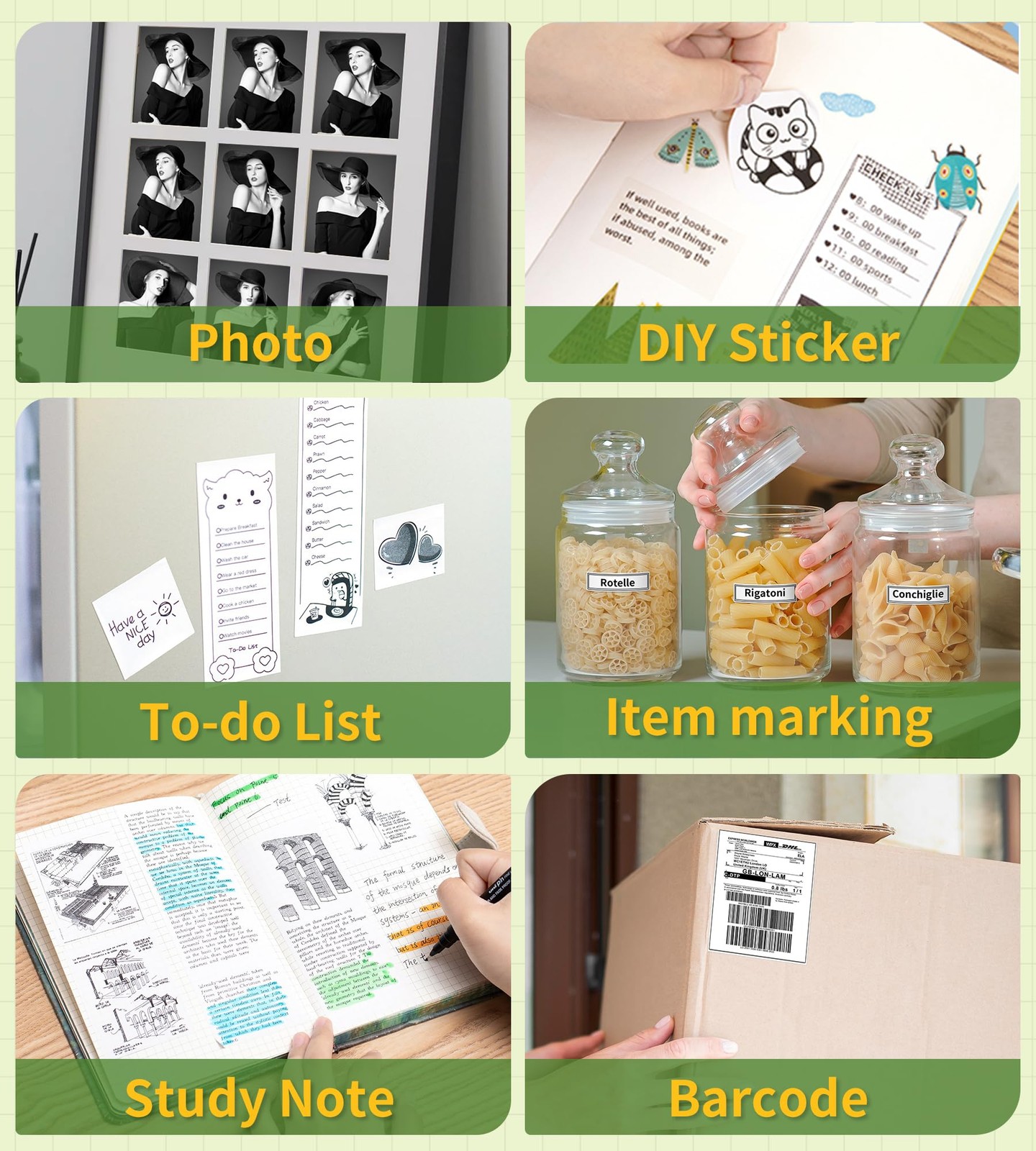 6 Roll Mini Sticker Printer Photo Paper, 57 X 30Mm Thermal Printer Pap
