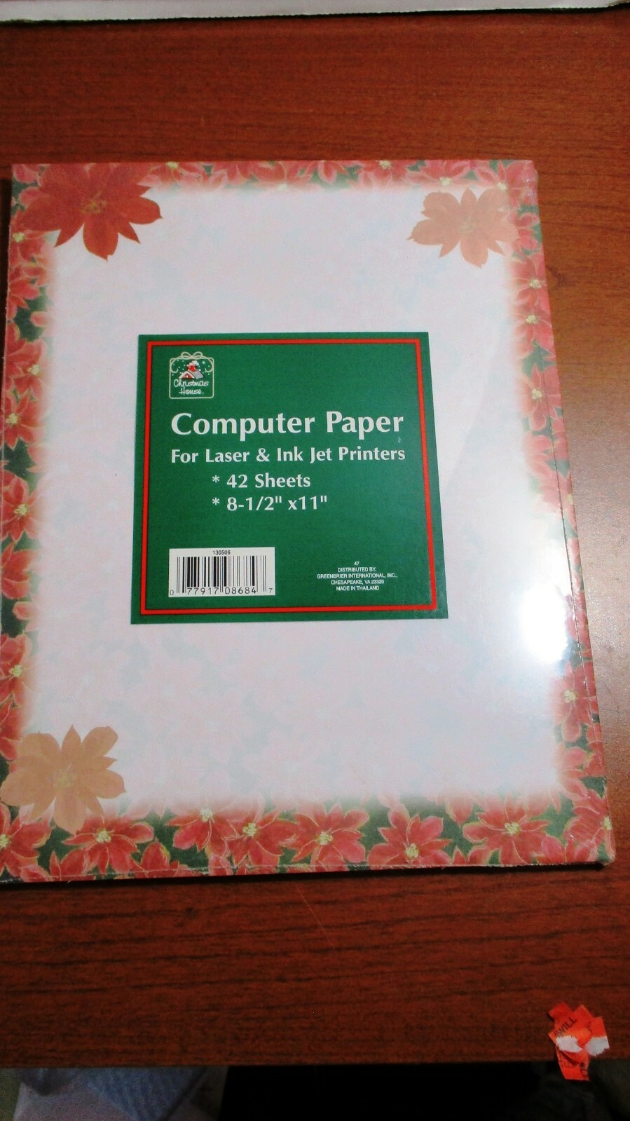 Christmas House~42 Sheets 8.5″x11″ POINSETTIA COMPUTER LASER STATIONARY PAPER