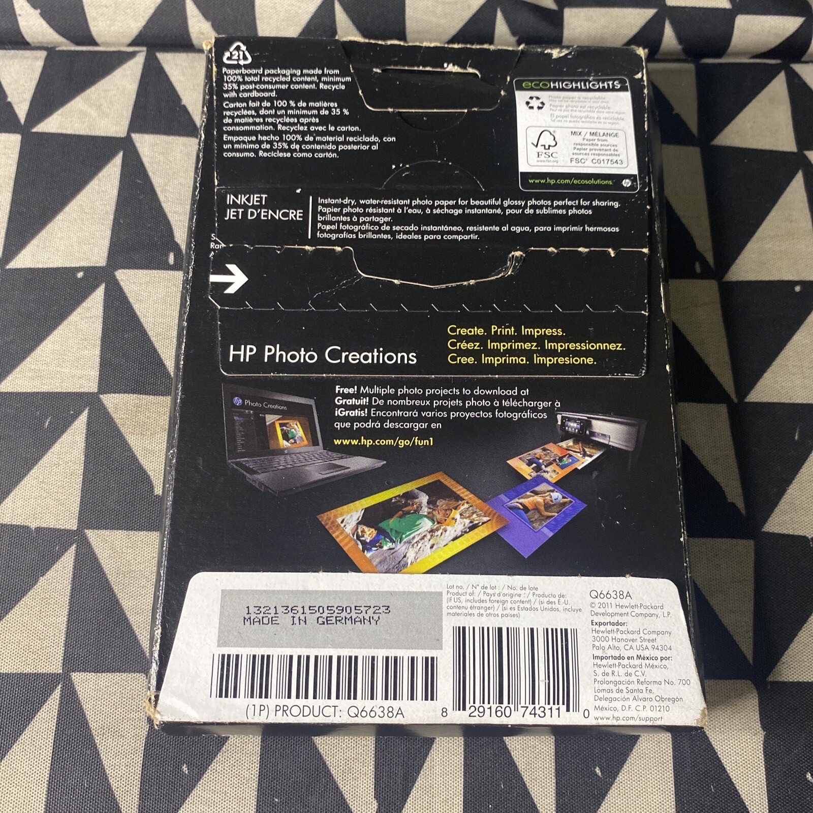 HP Advanced 4″x6″ 100 sheets Glossy Photo Paper Q6638A For All Inkjet New Sealed