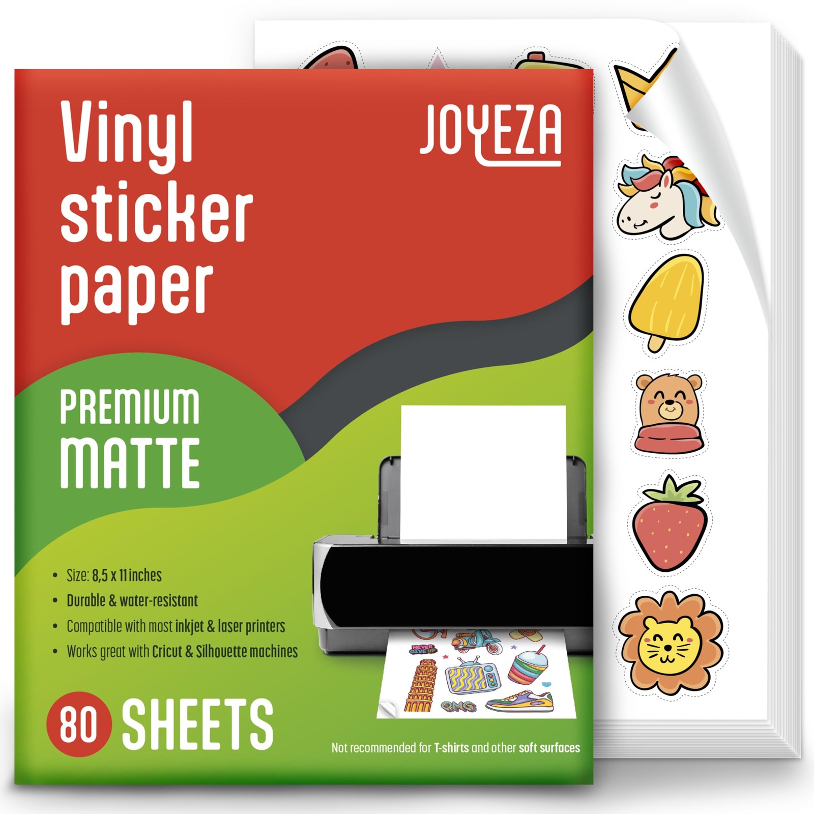 Premium Printable Vinyl Sticker Paper 80 Sheets Matte White Waterproof Quick