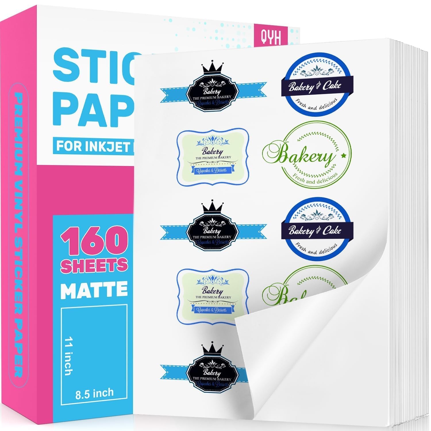 Printable Waterproof Sticker Paper – 160 Sheets 8.5×11 for Inkjet/Laser Printers