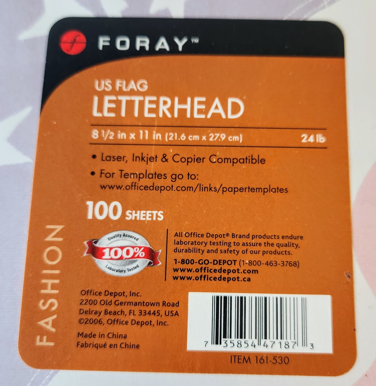 New! Foray USA Flag Design Letter/ Letterhead Paper 100 Sheets/Count Sealed!