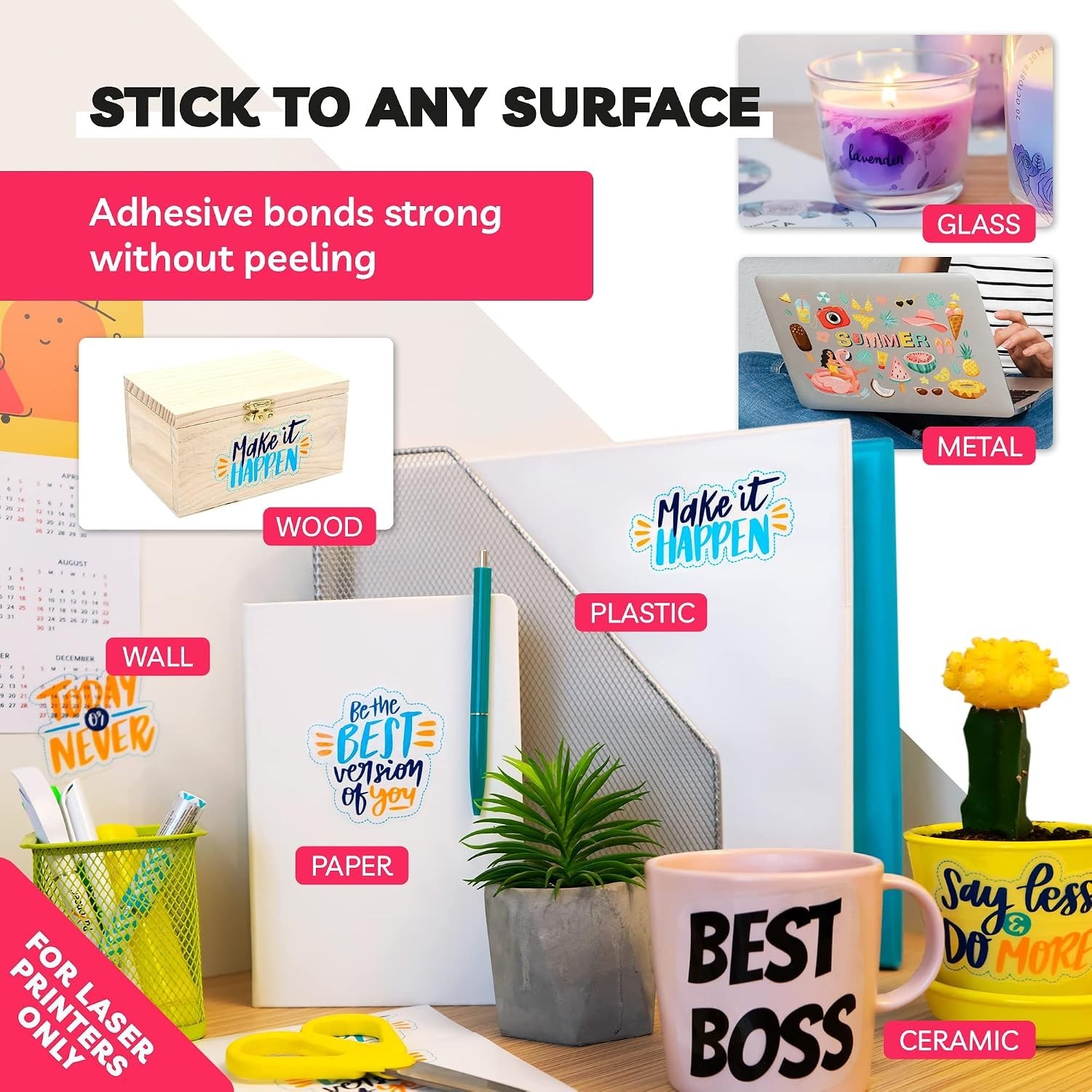 Vibrant Clear Laser Printer Sticker Paper – 20 Sheets for DIY & Commercial Use