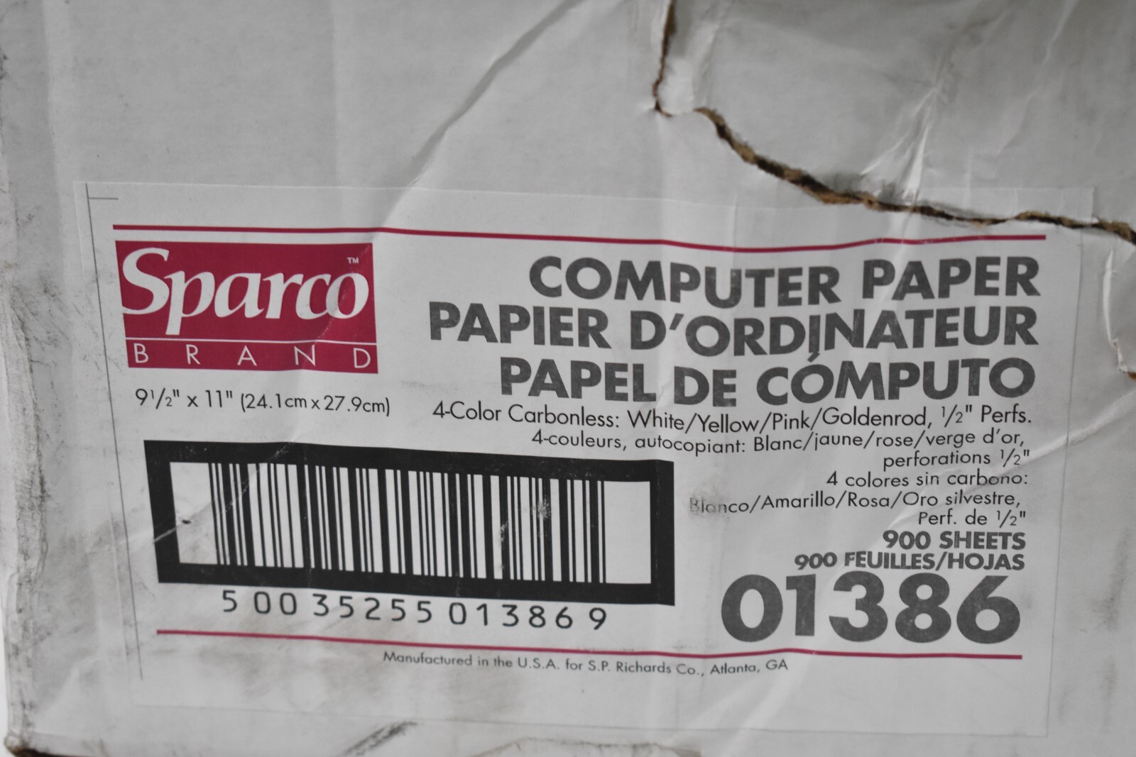 Sparco Computer Paper Multicolor Carbonless 900 Sheets Pack 9-1/2″ x 11″