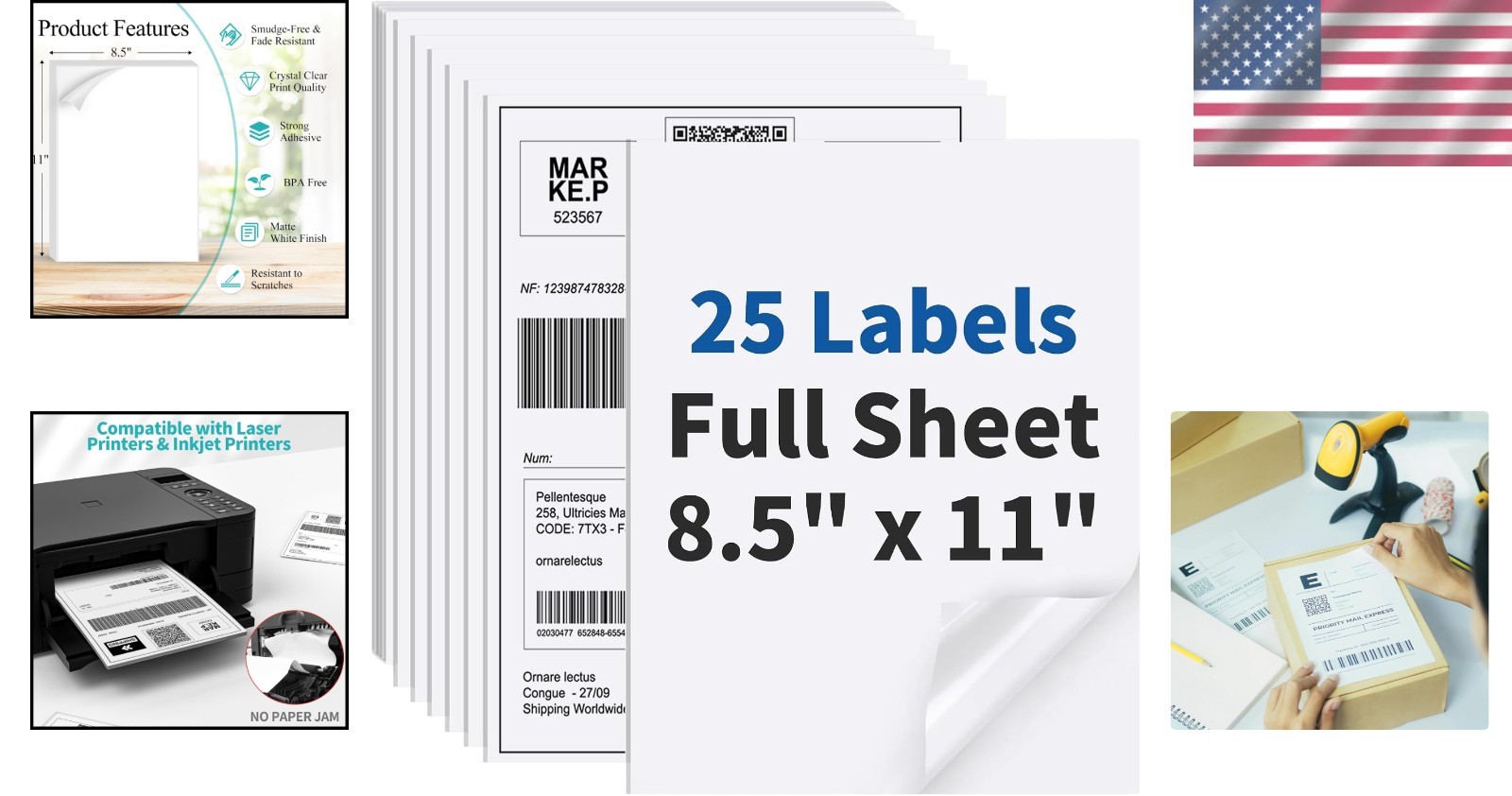 Versatile 25 Sheets Matte White Label Paper, Perfect for Crafters & Business