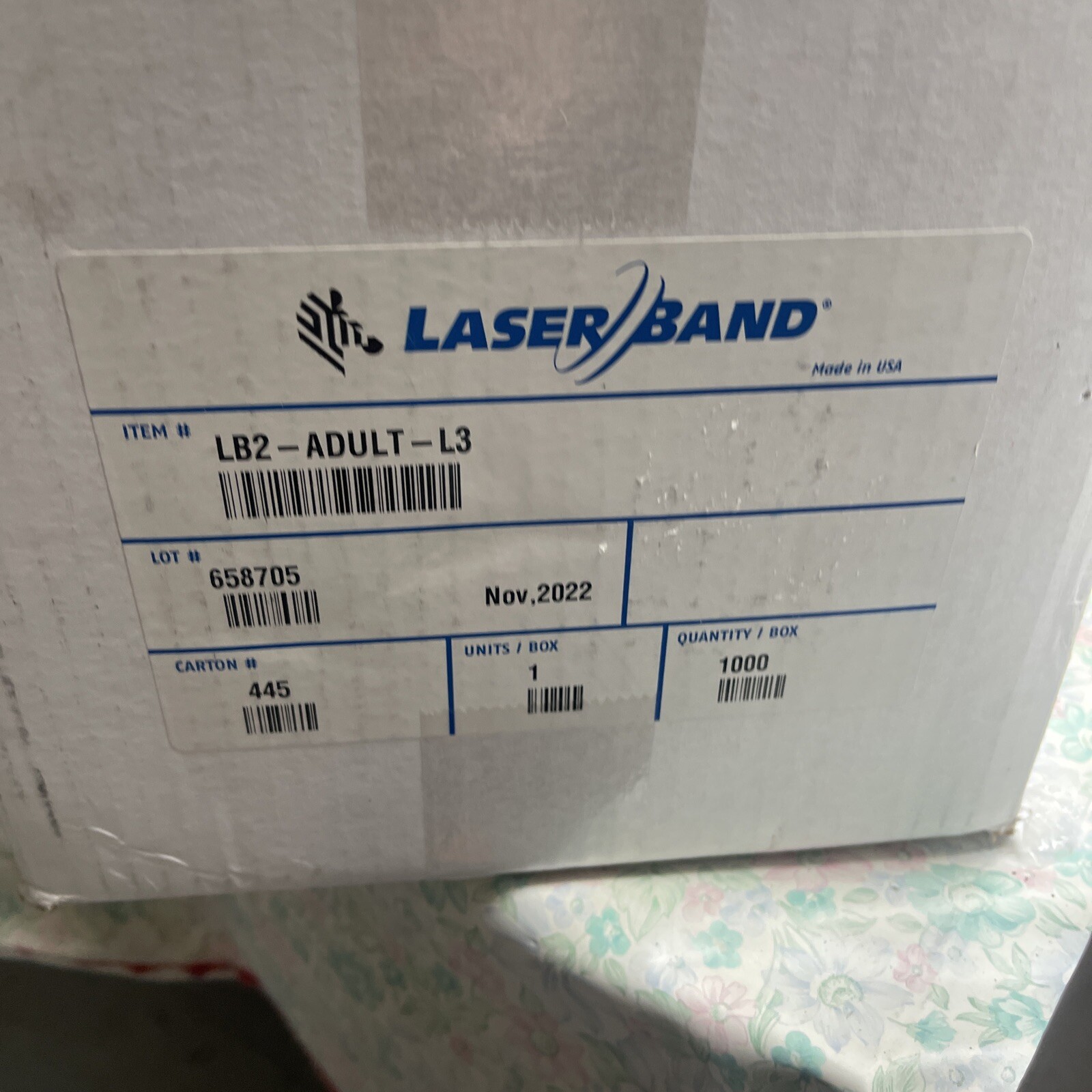 2 box Zebra Laserband Adult Wristband ZEBRA LB2-ADULT-L3, 1000/box, Total 2,000