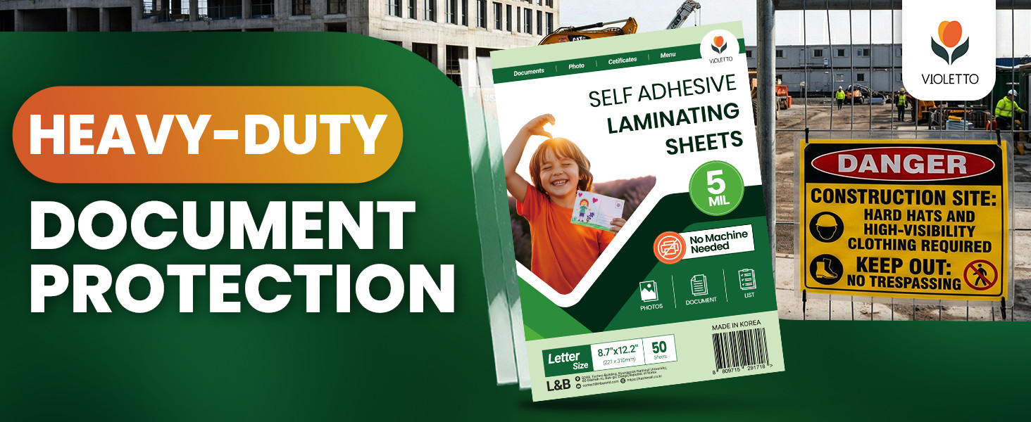 5mil Self-Adhesive Laminating Sheets 20 Pack, Letter Size, 8.7 x 12.2 Inches