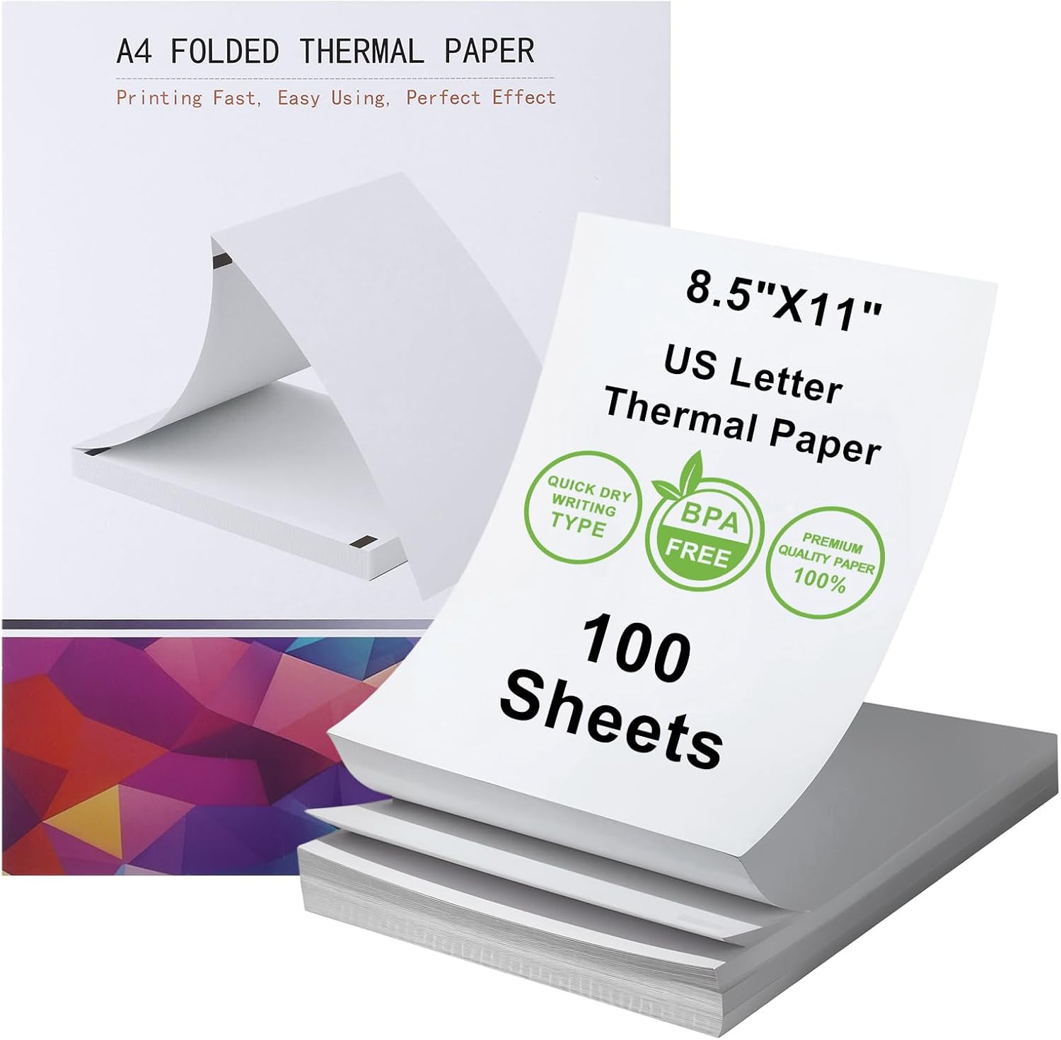 8.5 X 11 Inch A4 Thermal Printer Paper, Bpa/Bps-Free, Folded Continuous Paper, C