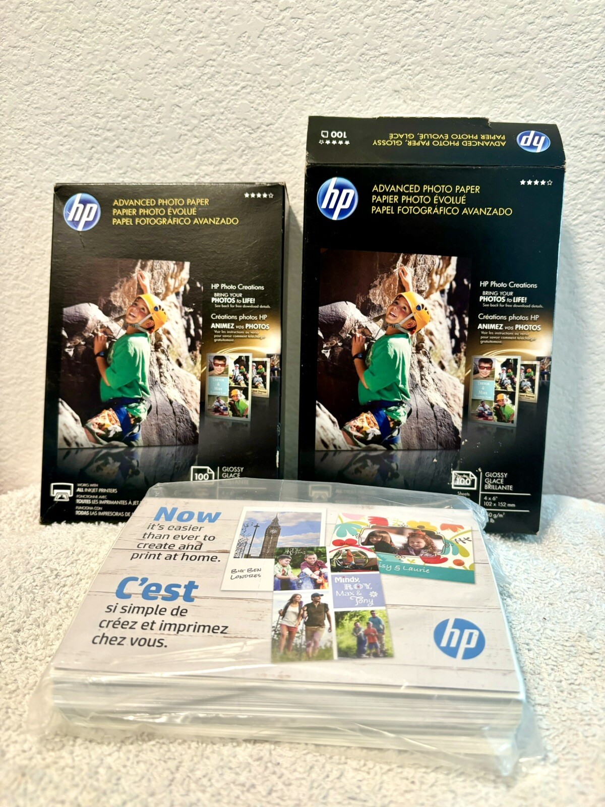 Photo Paper HP Advanced Lot 2 Glossy Q6638A 4×6 , 185 Sheets Total