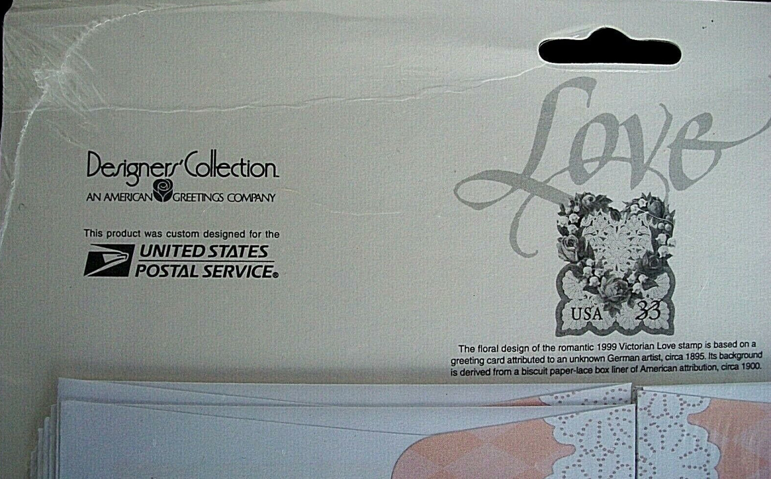 Victorian Valentine Love Stamp Computer Stationary Sheets & Envelopes USPS 1999