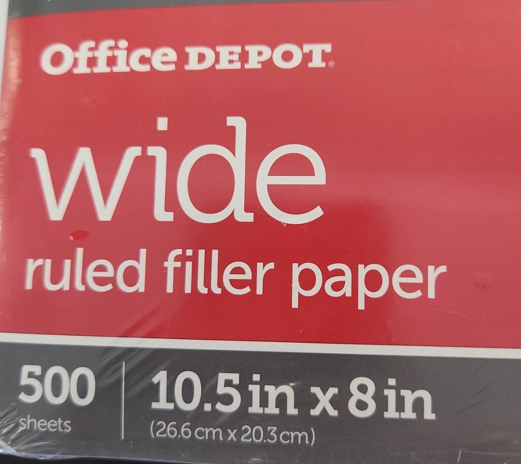 Office Depot – Filler Paper – Ruled Filler Paper, 3-Hole Punched, Wide Ruled 500