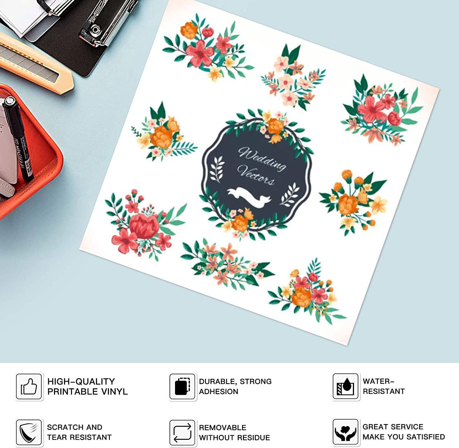 Waterproof Printable Vinyl Sticker Paper for Inkjet Laser Printer 8.5″x11″ US