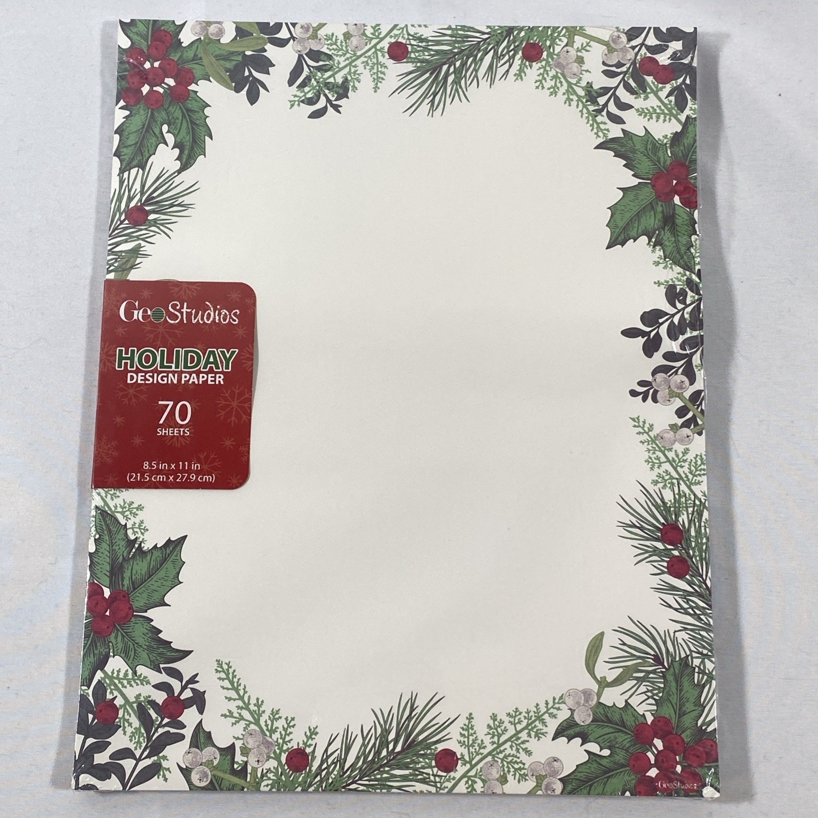 Geo Studios Holiday Christmas Printer Paper Letter 70 Sheets Vintage Holly