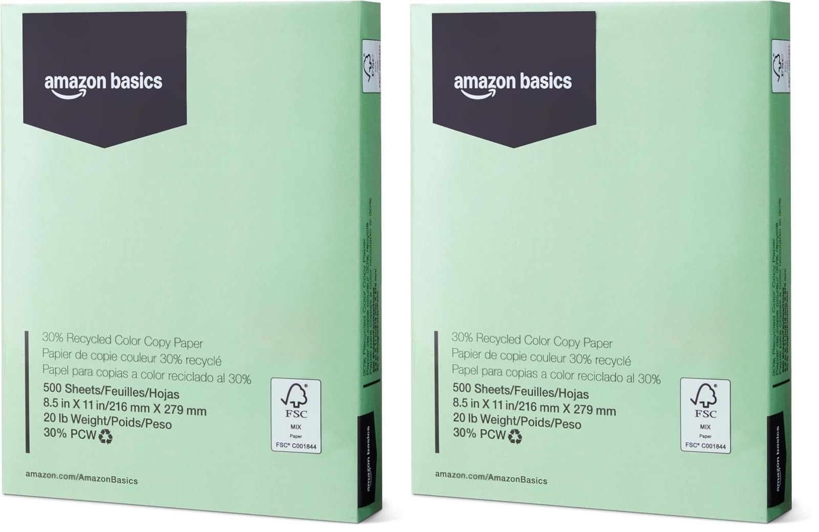 Amazon Basics 30% Recycled Color Copy Paper, 8.5″ x 11″, Pastel Canary