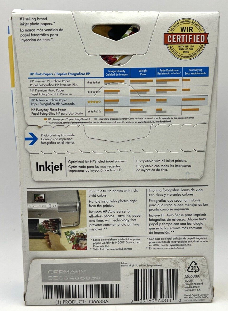 HP Advanced Photo Paper Glossy Borderless 4 x 6″ 11.5 mil 100-Sheets Inkjet