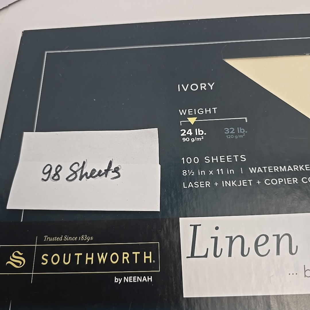 Lot of … Southworth Company 24Lb. White and Yvory Linen Business Paper
