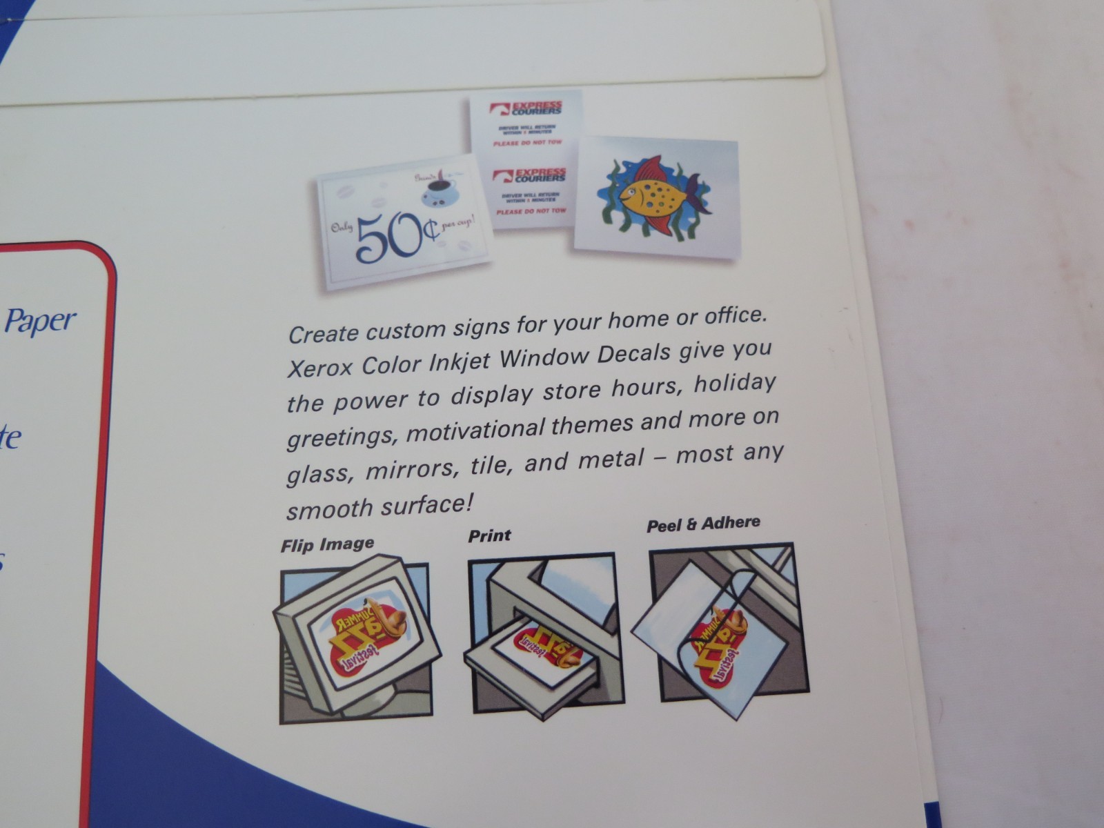 Xerox Color Inkjet 6 Sheet Window Decals – Lot of 4 – 8-1/2 x 11 -New in Package