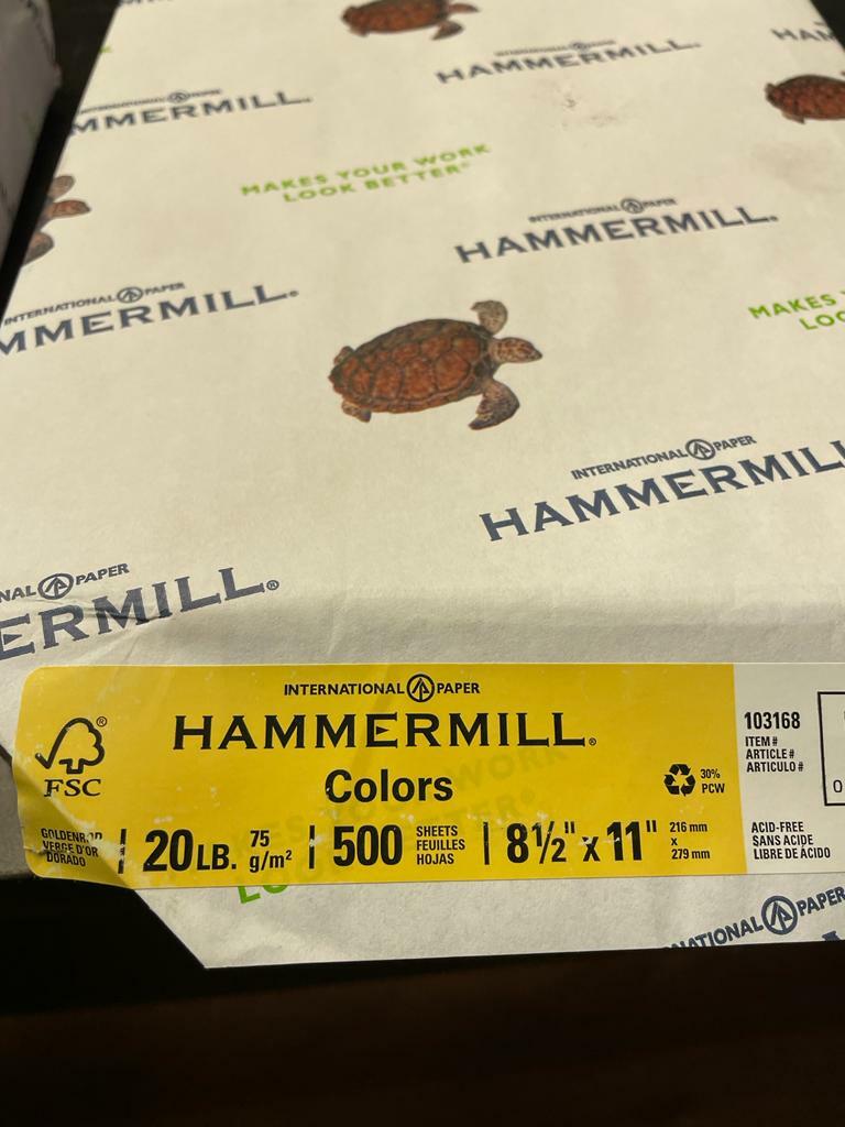 Hammermill Colored Paper 20 lb Goldenrod Printer Paper 8.5 x 11-1 Ream 500 Sh…