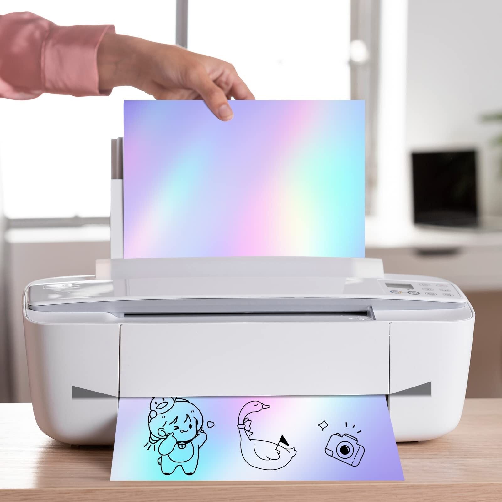 Sherr 120 Sheets Holographic Stickers Paper 8.5×11 Inch Printable Vinyl Stick…