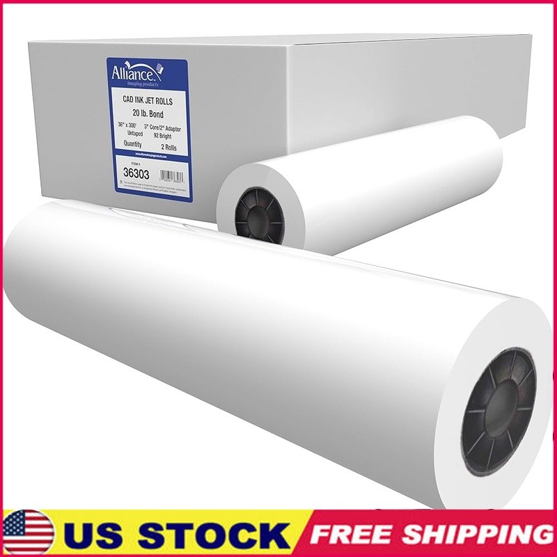 High Quality Bond Paper Rolls Laser Printer & CAD Inkjet 36″x300′ Uncoated New