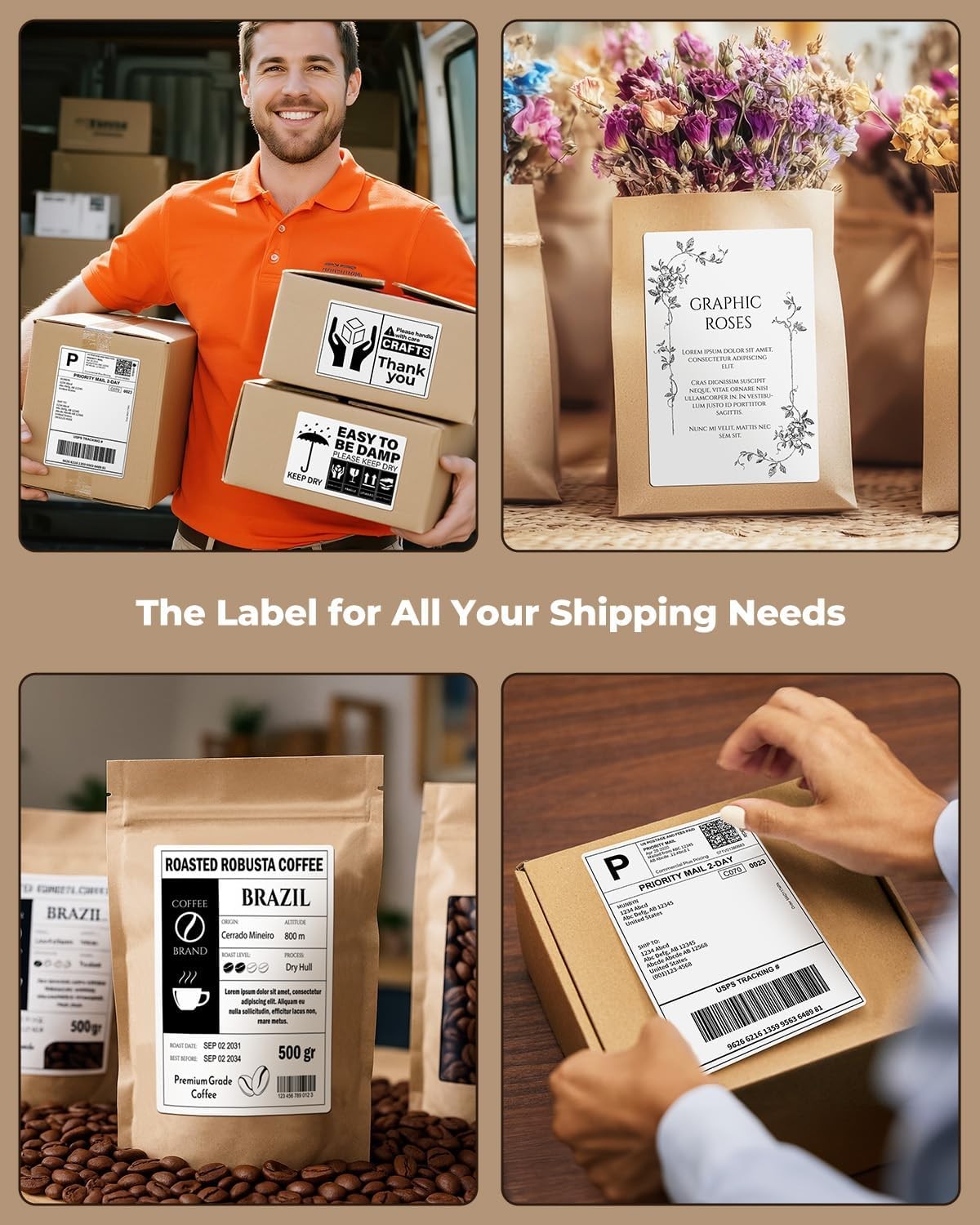 4×6 500/1000PCS Direct Thermal Shipping Label VRETTI MUNBYN Phomemo LOT