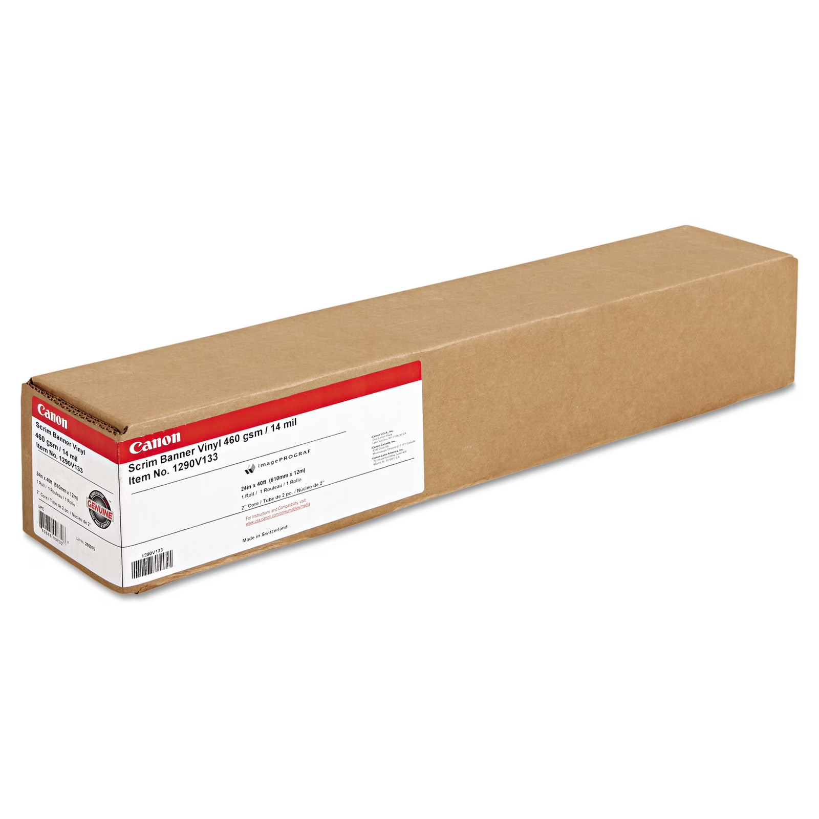Canon Scrim Banner Vinyl Roll 2″ Core 14 mil 24″ x 40 ft Matte White 1290V133