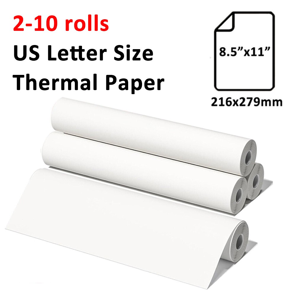 2-10 Rolls US Letter Size 8.5″x11″ Thermal Printer Paper Quick-Dry for M08F M832