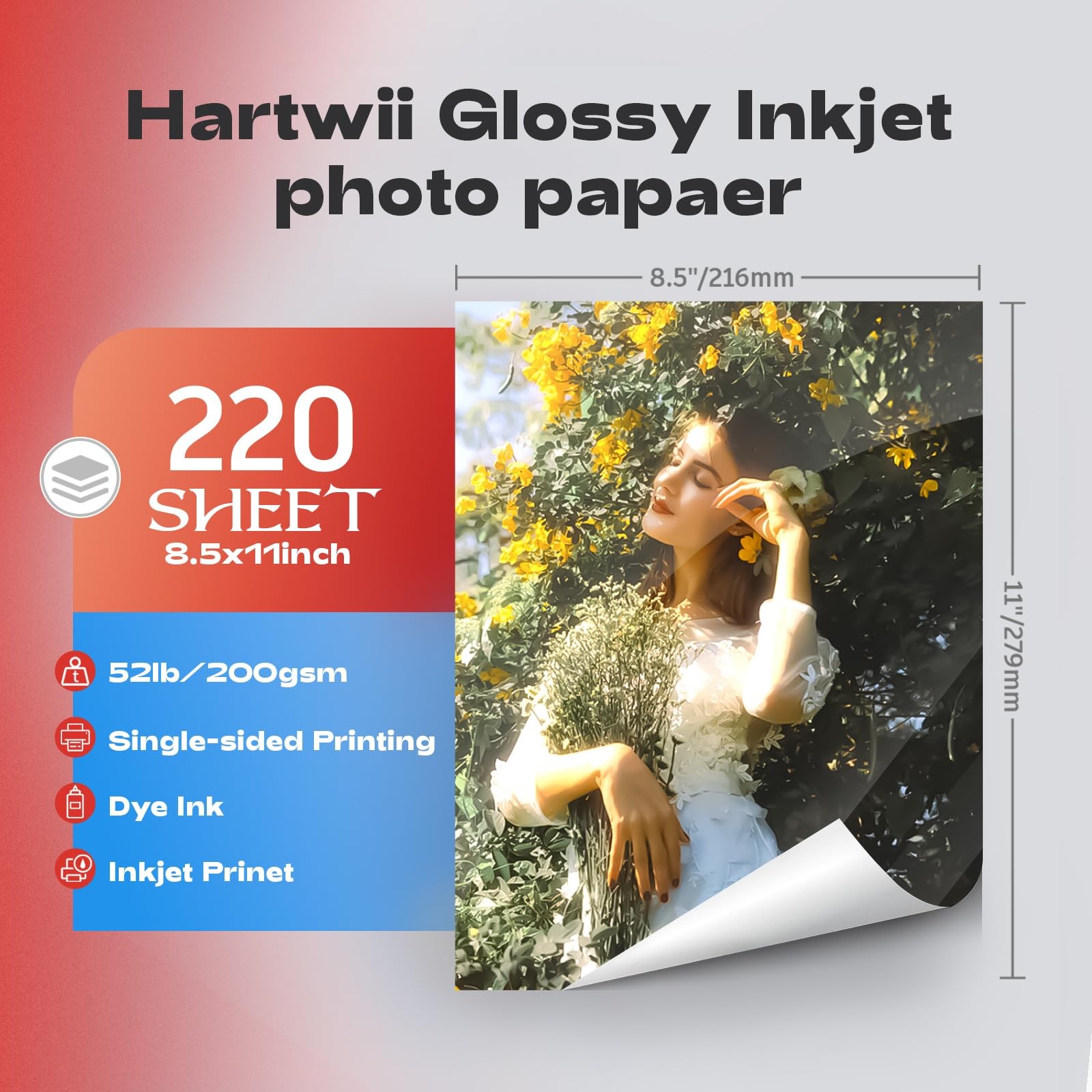220 Pack Photo Paper Glossy Inkjet 8.5×11 inches 52lb 200Gsm Letter Size for …