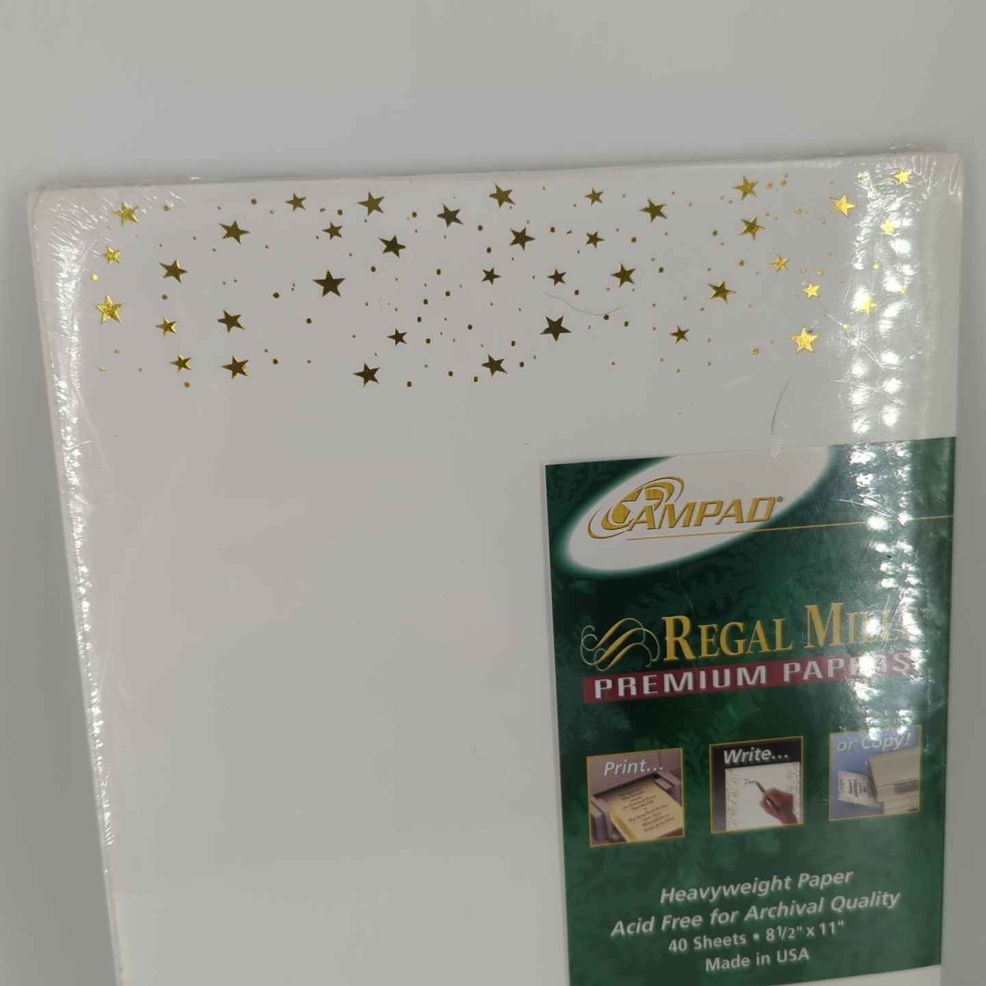 AMPAD Regal Mills Holiday Stars 8.5″ X 11″ Heavyweight Paper 40 sheets Made USA