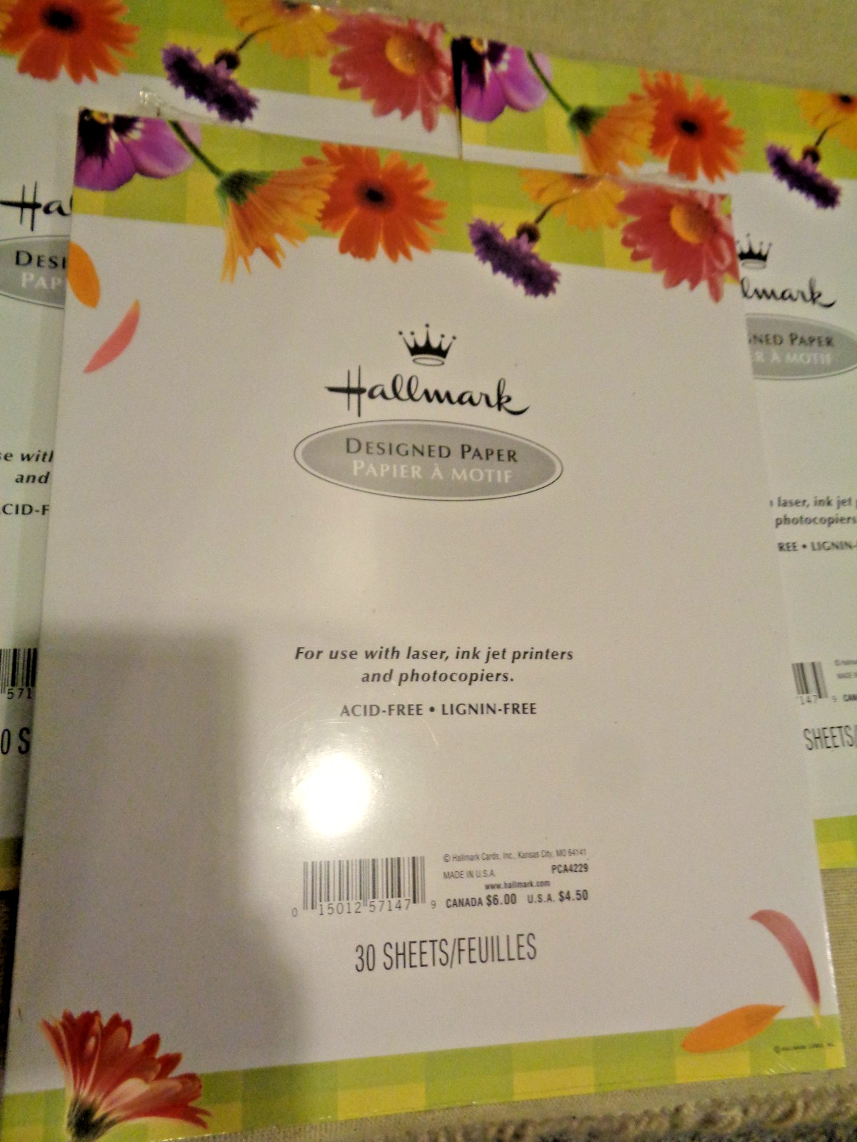 2 Pack of Hallmark Designed Paper for Ink Jet Printer Laser Photocopies Flowers