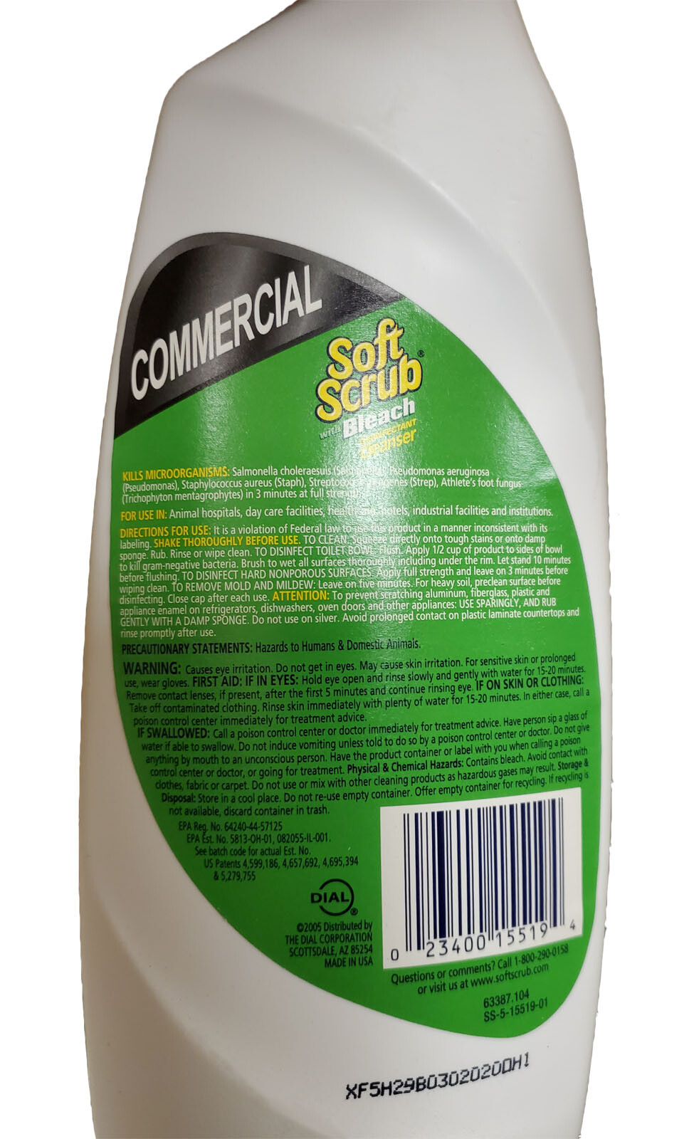 Soft Scrub Commercial Cleanser with Bleach, 36 oz Spray Bottle
