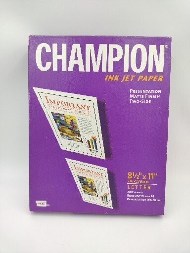 Champion Ink Jet Paper Matte Finish 2 Side Weight .28 lbs 8 1/2″ x 11″