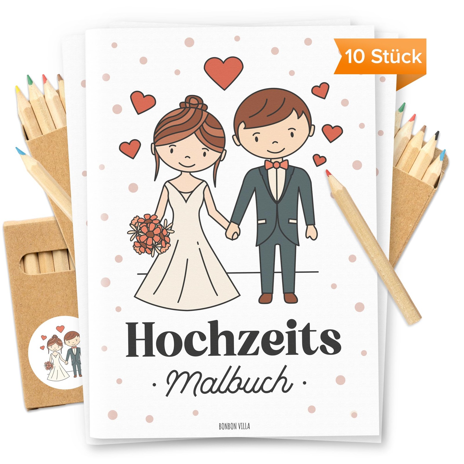 Wedding Coloring Book for Kids, Set of 10 with Crayons, Kids Activity Ho…